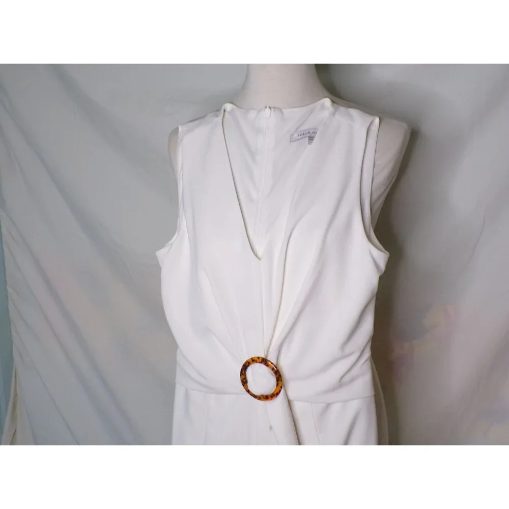 🆕 JULIA JORDAN Wide Leg Buckle Jumpsuit Romper Sleeveless Ivory 4 - Picture 5 of 8